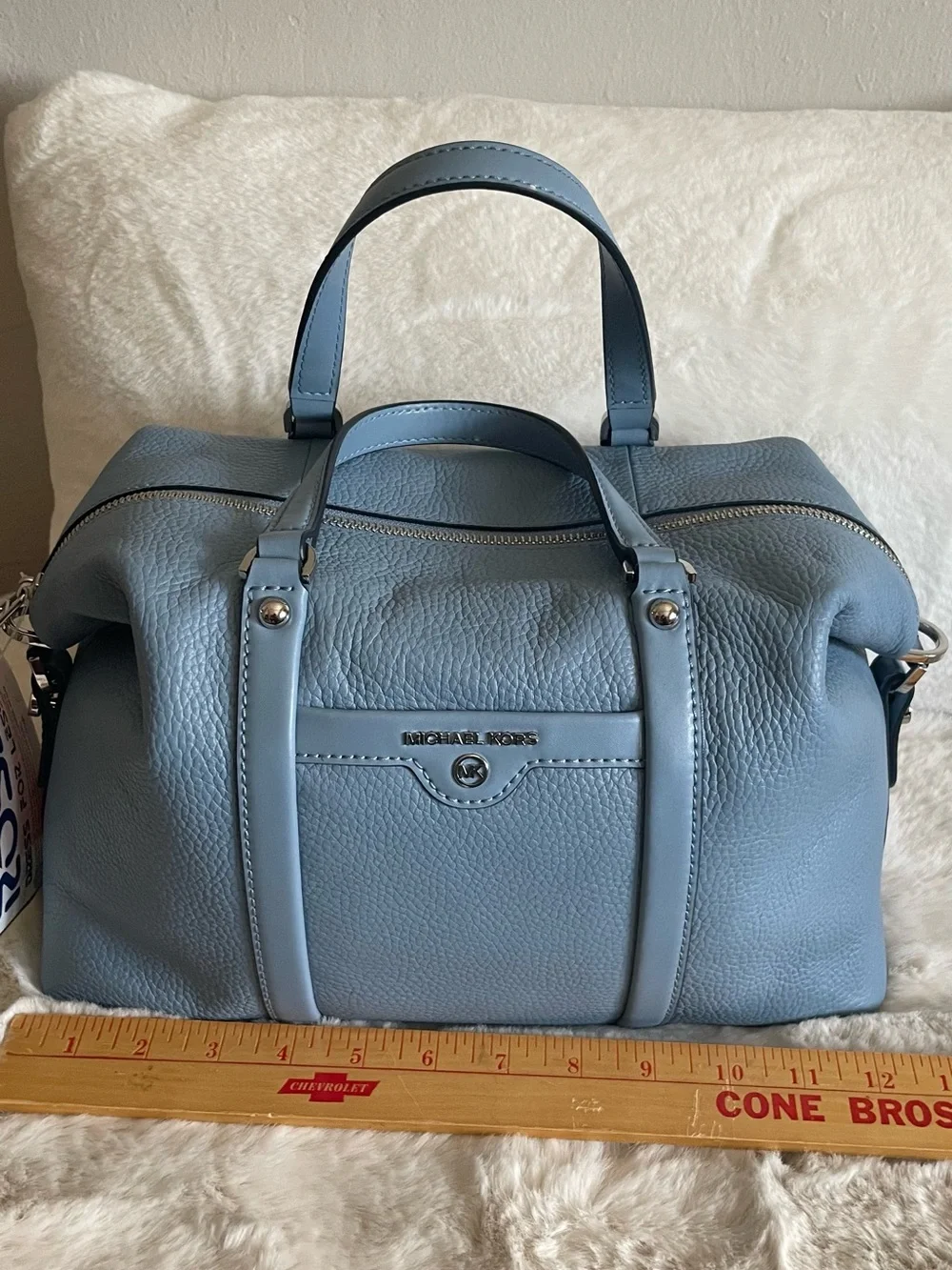 Michael Kors Slate Blue Pebbled Leather Satchel